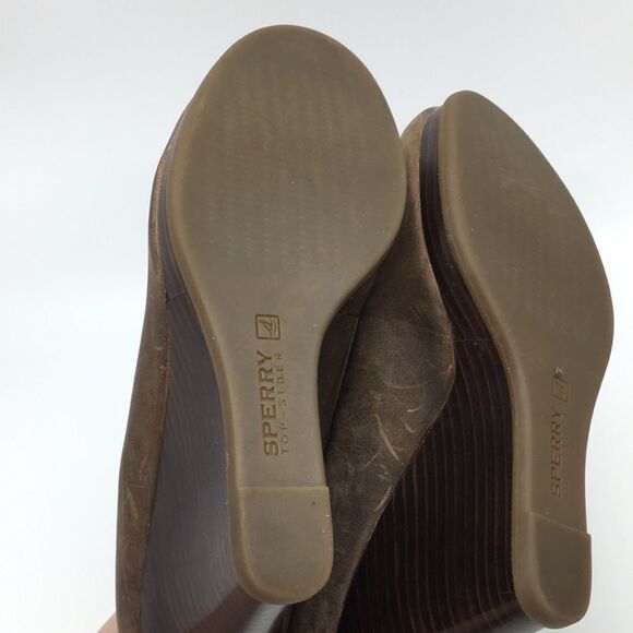 Sperry Top Sider Brown Nubuck Leather Wedges Sz 9.5 - Picture 10 of 16
